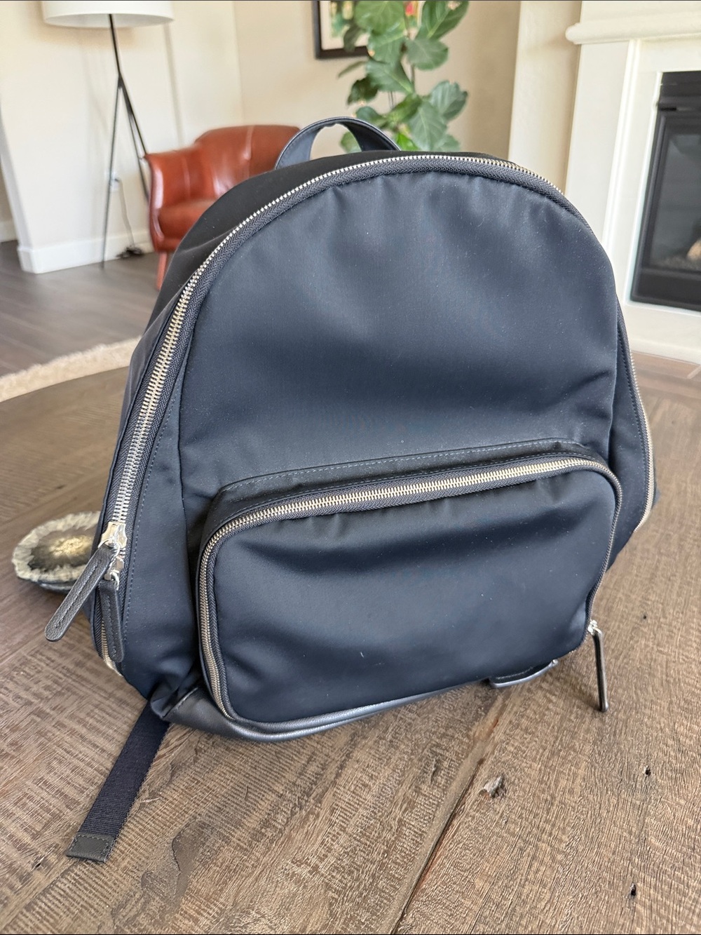 Mercedes Black Nylon Backpack with Front Pocket